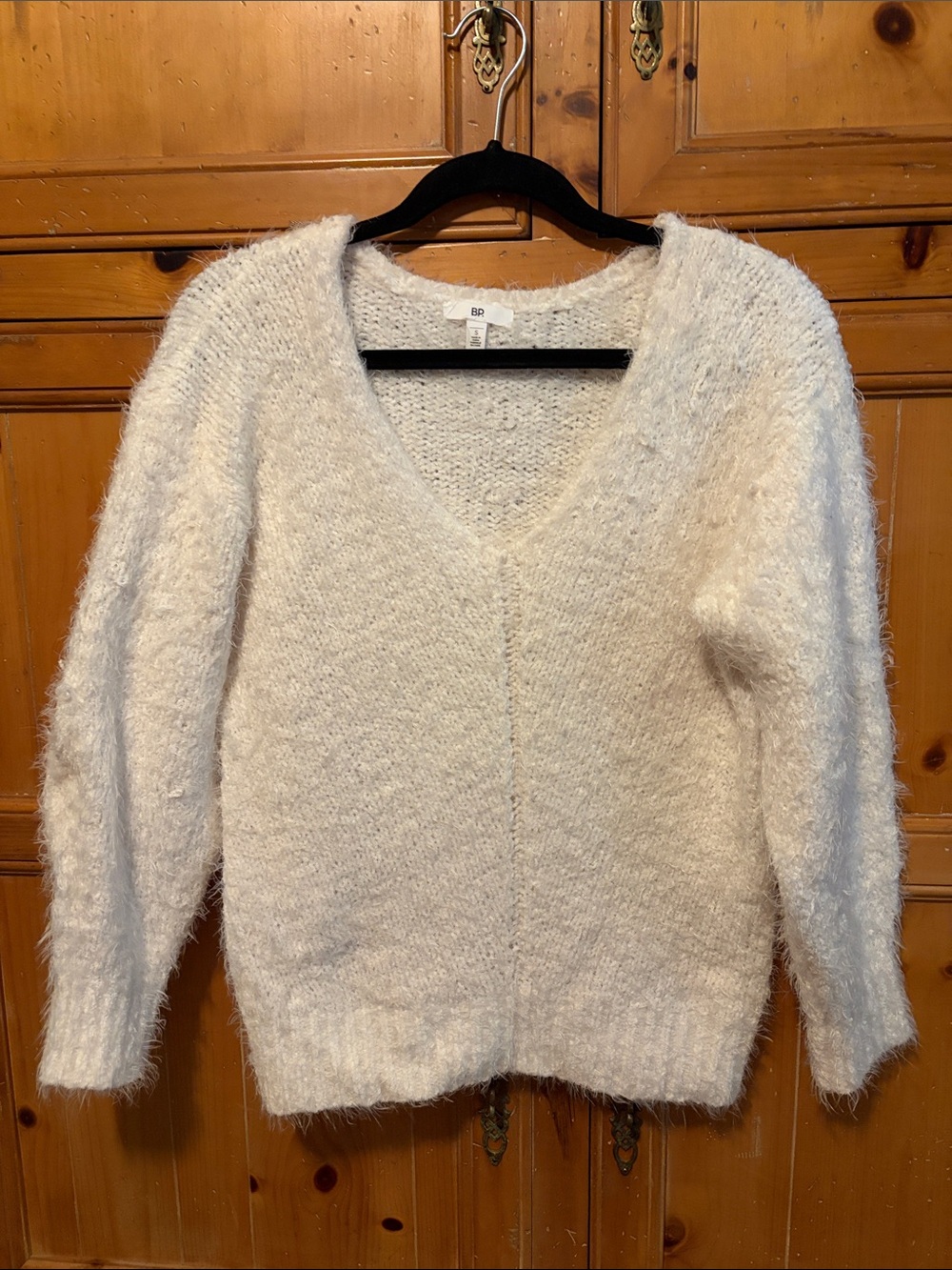 BP Cream Fuzzy V-Neck Sweater
